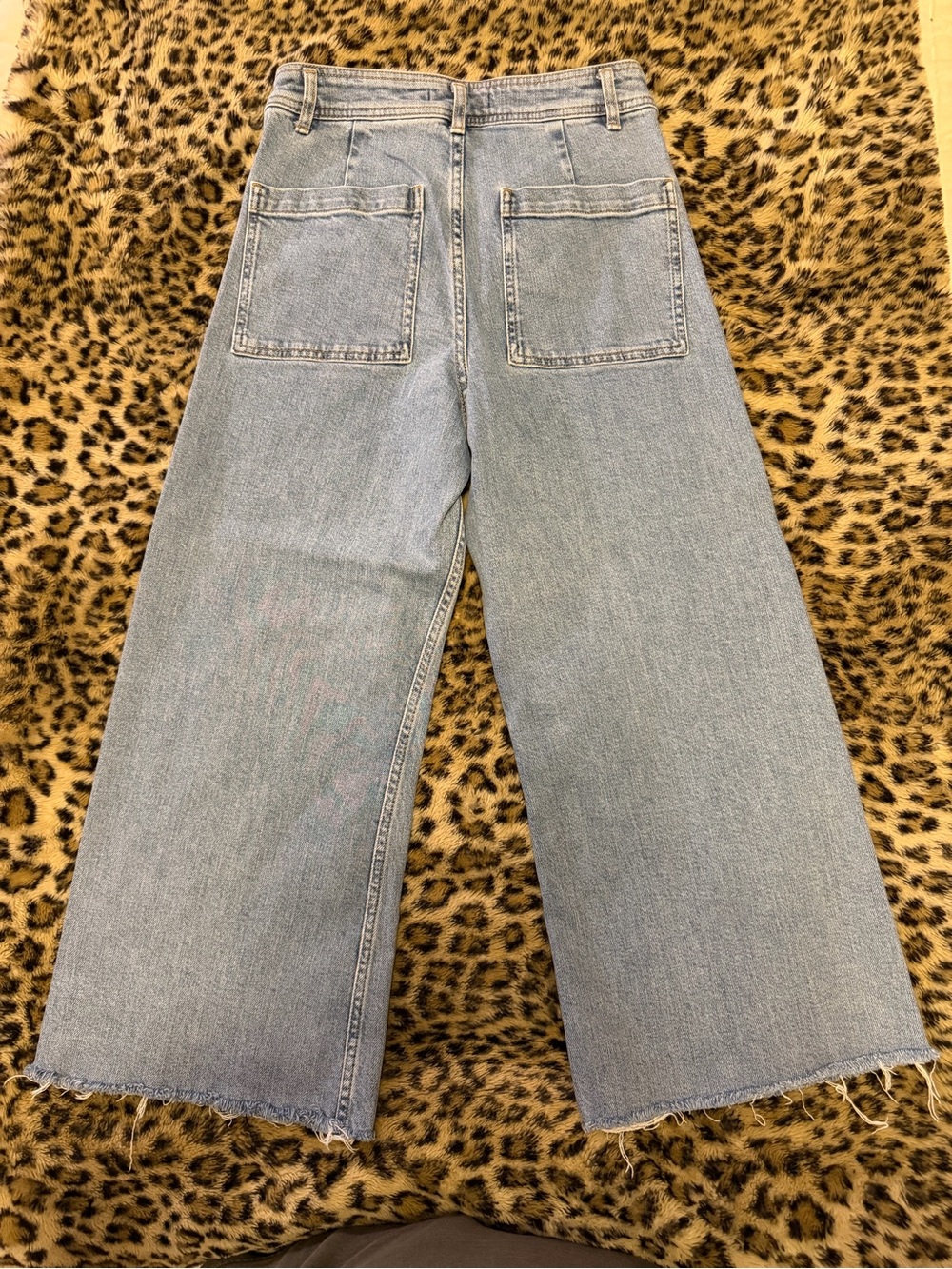 Antonio Melani Women's Wide-Leg Light Blue Denim Jeans w/Freyed Hem, High Wasted